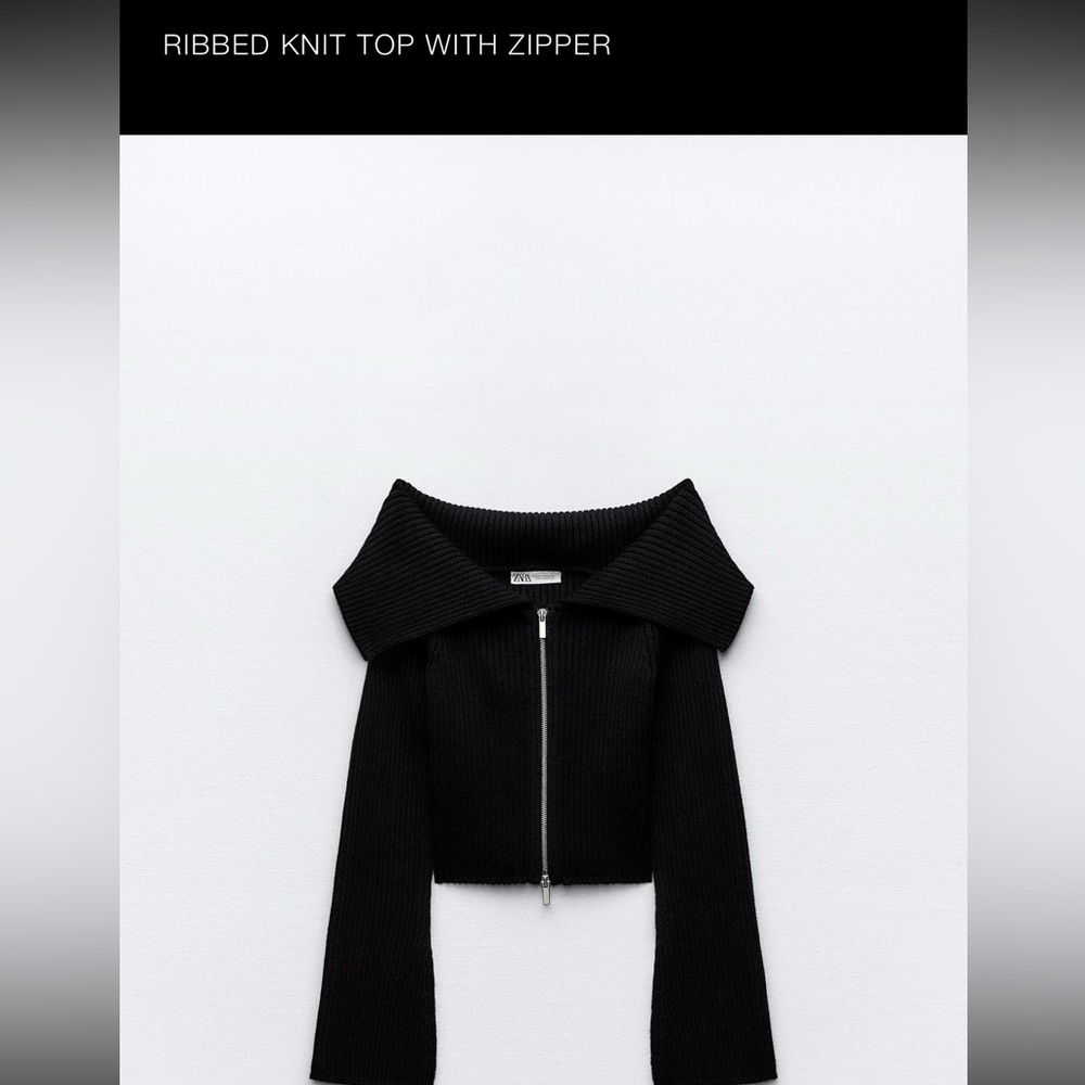 Zara Ribbed Knit Top with Zipper